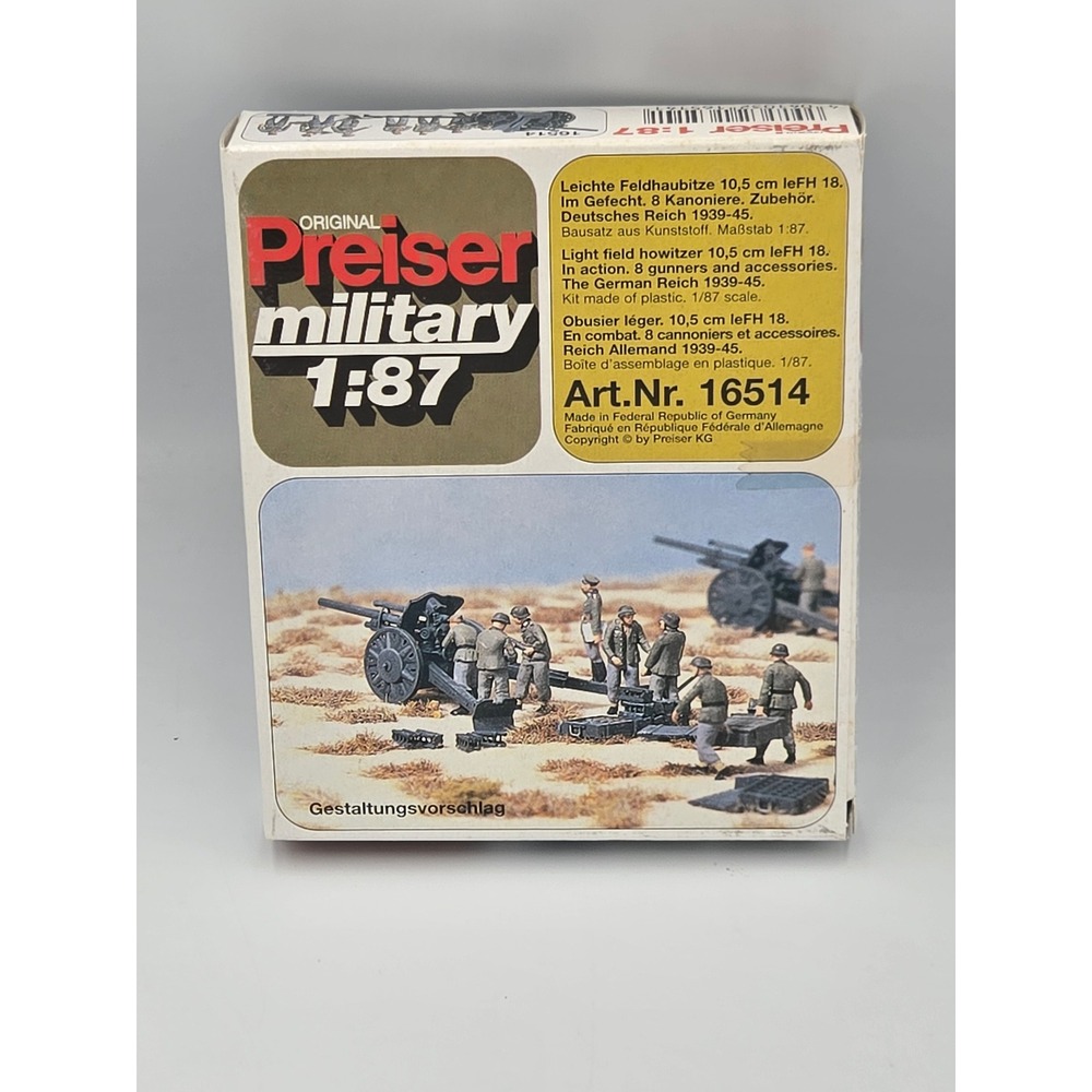 Preiser Military 1:87 Light Field Howitzer 10.5cm leFH 18 Kit 16514 HO Scale